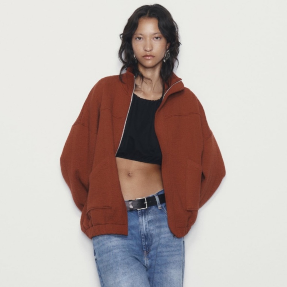 Zara oversized textured bomber NWT